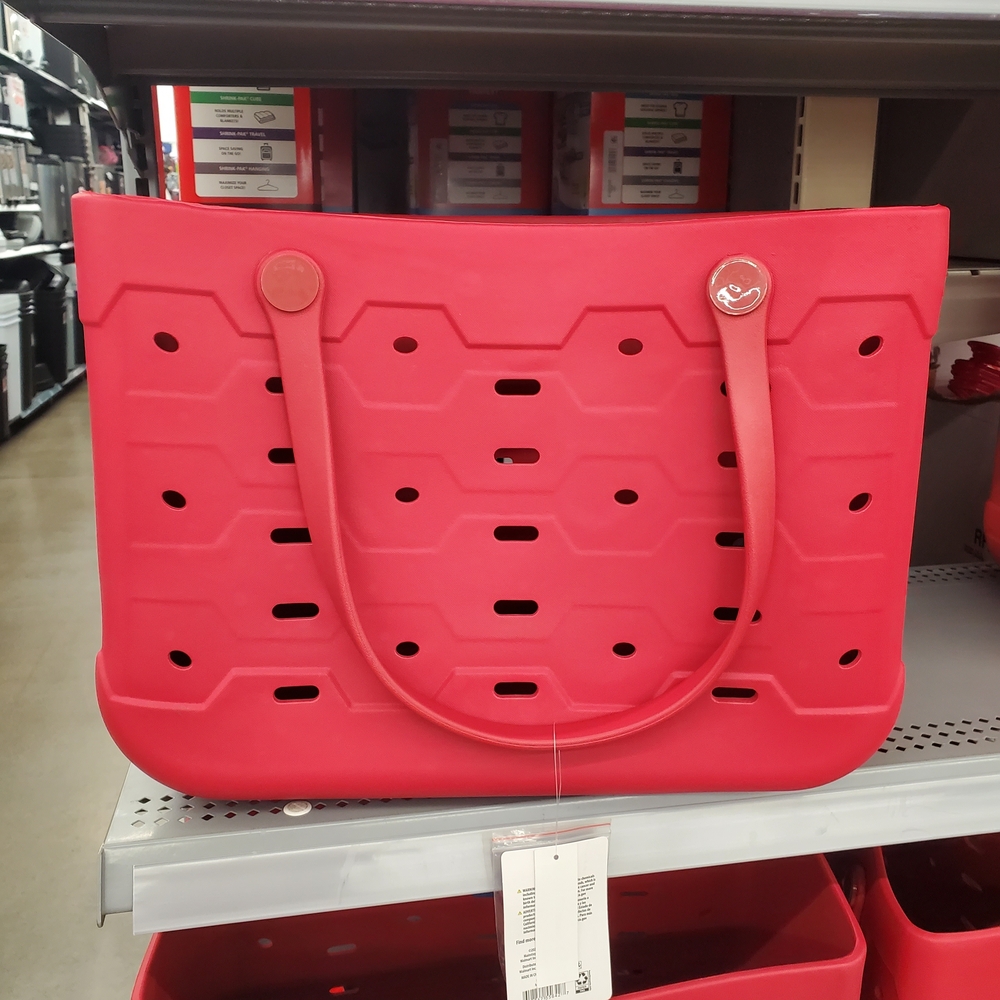 NWT Stylish Large Red Tote Bag Rubber Sturdy
